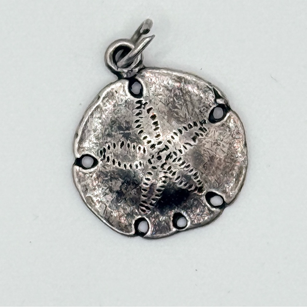 Vintage Sterling Silver Sand Dollar Pendant 1.75” Nautical Beach Charm